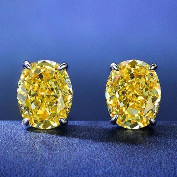 The Timeless Classic Yellow stud earrings in 925 and cubic zirconia - Picture 1 of 4